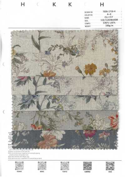 7026-1710-4 CL Nesselstoff Botanisches Muster