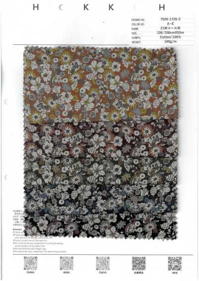 7026-1720-2 21W-Cord Sarasa Blumenmuster