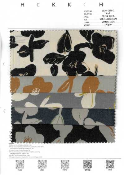 7026-1210-1 30 Viyella handgezeichnetes Blumenmuster