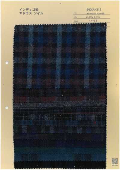 INDIA-312 Indigogefärbter Madras-Twill