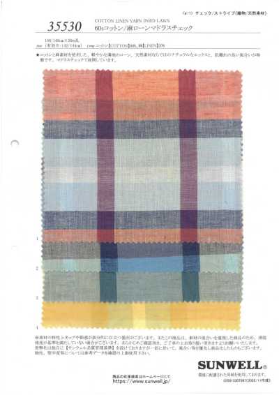 35530 60er Baumwoll-/Leinen-Batist im Madras-Karo