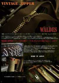 10-N-CO-C WALDES Vintage-Reißverschluss, Neusilber, Größe 10, Baumwollband, Geschlossenes Ende Asahi-Befestigungselemente Unterfoto