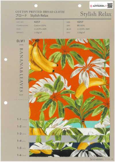 4257 Baumwollstoff Stylish Relax BANANA&LEAVES