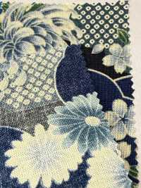 850561 Rasen-Indigo-Färbestil, Japanisches Muster, Wolkenmeer Und Fächerchrysanthemen[Textilgewebe] VANCET Unterfoto