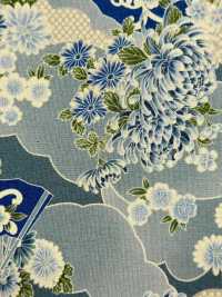 850561 Rasen-Indigo-Färbestil, Japanisches Muster, Wolkenmeer Und Fächerchrysanthemen[Textilgewebe] VANCET Unterfoto