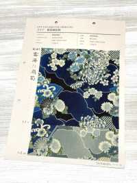 850561 Rasen-Indigo-Färbestil, Japanisches Muster, Wolkenmeer Und Fächerchrysanthemen[Textilgewebe] VANCET Unterfoto