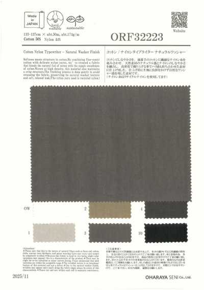 ORF32223 Baumwoll/Nylon-Typewriterstoff, Naturwasch-Finish