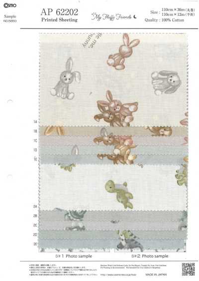 AP62202 My Fluffy Friends Tier-Nesselstoff (Rolle)