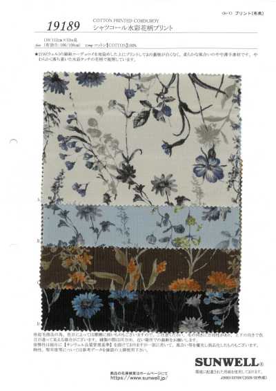 19189 Shirt-Cord mit Aquarell-Blumenprint