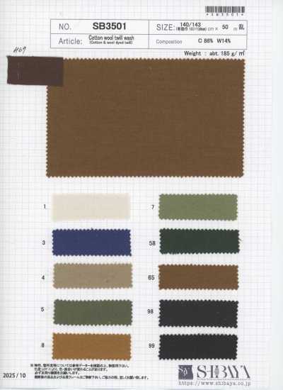 SB3501 Baumwoll-Woll-Twill gewaschen
