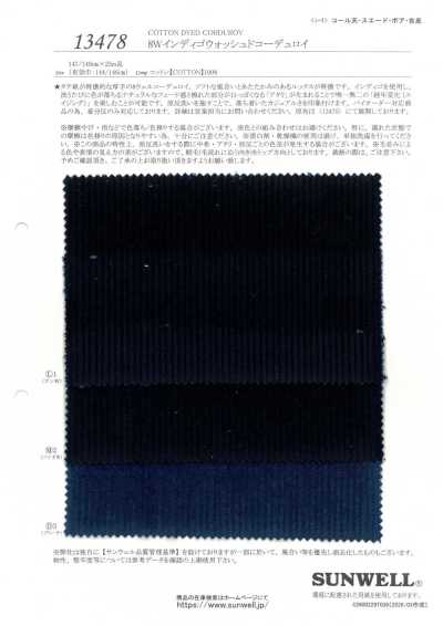 13478 8W indigogewaschener Cord