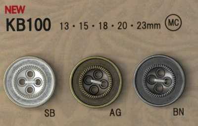 KB100 Metallknopf im Vintage-Stil mit Rand