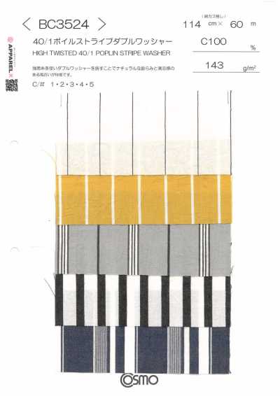 BC3524 40/1 Voile-Streifen mit Doppelwasch-Finish
