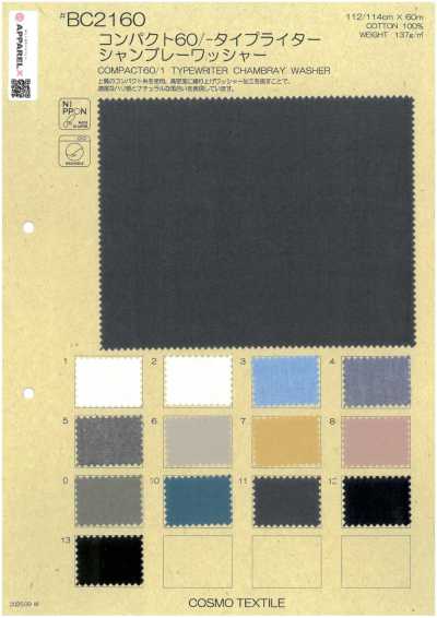 BC2160 Kompakter 60/- Typewriter-Stoff Chambray mit Waschfinish