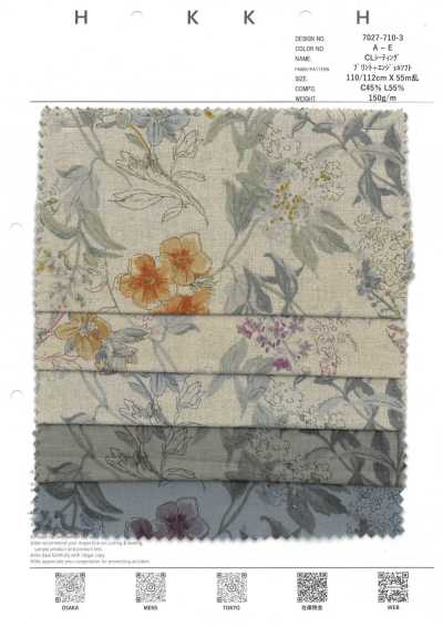 7027-710-3 CL-Gewebe Botanische Blumen