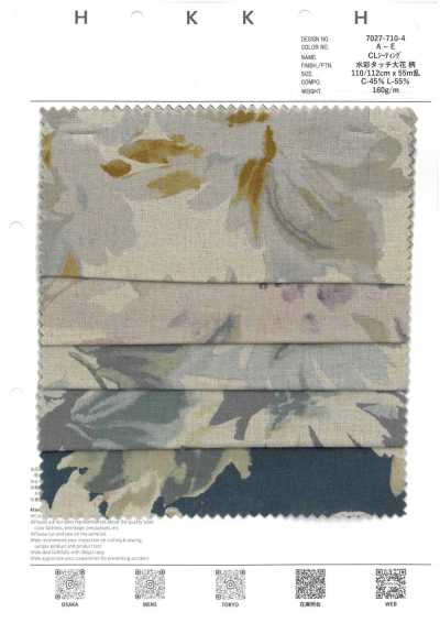 7027-710-4 CL-Bettlakenstoff Große Blumen im Aquarellstil