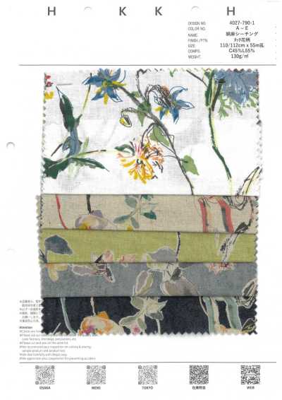 4027-790-1 Baumwoll-Leinen-Nesselstoff mit floralem Touch