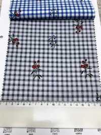 7027-640-3 80 Rasen-Gingham + Blumen[Textilgewebe] HOKKOH Unterfoto