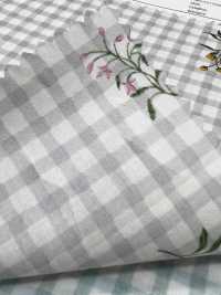 7027-640-3 80 Rasen-Gingham + Blumen[Textilgewebe] HOKKOH Unterfoto