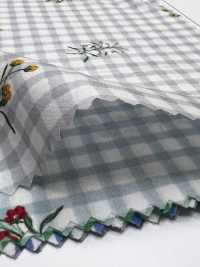 7027-640-3 80 Rasen-Gingham + Blumen[Textilgewebe] HOKKOH Unterfoto