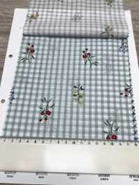 7027-640-3 80 Rasen-Gingham + Blumen[Textilgewebe] HOKKOH Unterfoto