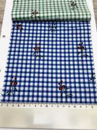 7027-640-3 80 Rasen-Gingham + Blumen[Textilgewebe] HOKKOH Unterfoto