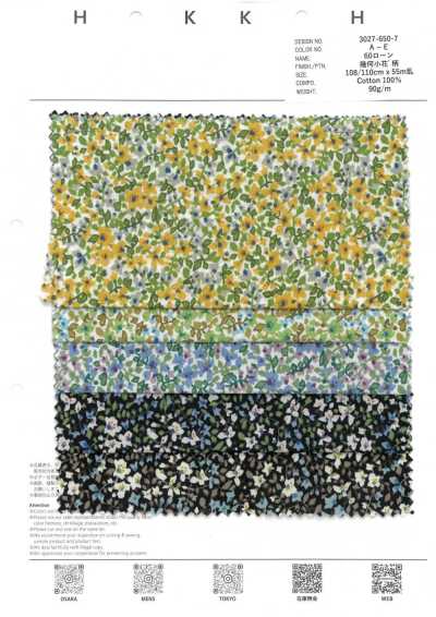 3027-650-7 60er Lawn mit kleinen geometrischen Blumen