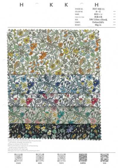 3027-650-11 60s Lawn fadengezogenes kleines Blumenmuster
