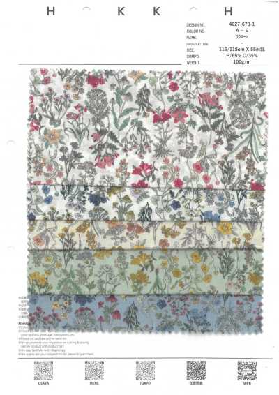 4027-670-1 Rakuron Kleines Blumen-Stichmuster