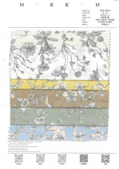 4027-670-2 60er Batist, garngefärbt, floral