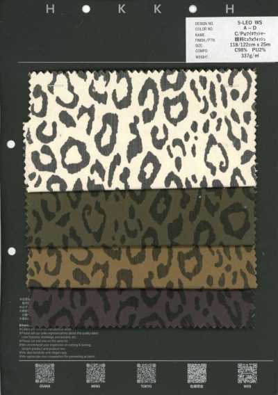 5-LEO-WS Baumwoll/PU-Köper Mit Waschfinish Leopard