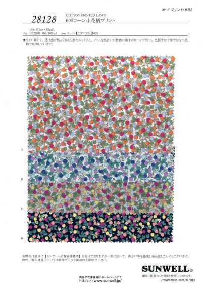 28128 60s Einzelfaden-Lawn mit kleinem Blumenprint