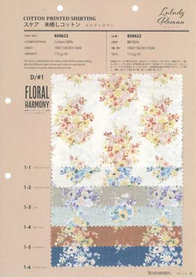 850622 Batist aus ungebleichter Baumwolle Rurudi Roman Floral Harmony