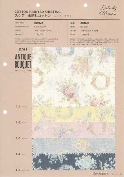 850624 Batist aus ungebleichter Baumwolle Luludi Roman Antique Bouquet