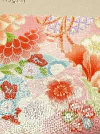 850628 Batist, florales Goldmuster im japanischen Stil, Pfingstrose, Chrysantheme, Stockrose und Trommel[Textilien / Stoffe] VANCET Weitere Fotos