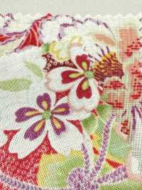 850629 Batist mit japanischem Blumen- und Goldmuster, Blume, Schmetterling, Wind, Mond[Textilien / Stoffe] VANCET Weitere Fotos