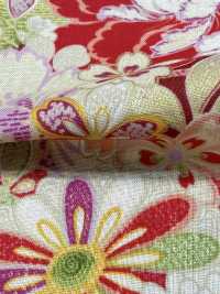 850629 Batist mit japanischem Blumen- und Goldmuster, Blume, Schmetterling, Wind, Mond[Textilien / Stoffe] VANCET Weitere Fotos