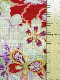 850629 Batist mit japanischem Blumen- und Goldmuster, Blume, Schmetterling, Wind, Mond[Textilien / Stoffe] VANCET Weitere Fotos