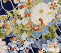 850629 Batist mit japanischem Blumen- und Goldmuster, Blume, Schmetterling, Wind, Mond[Textilien / Stoffe] VANCET Weitere Fotos