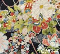 850629 Batist mit japanischem Blumen- und Goldmuster, Blume, Schmetterling, Wind, Mond[Textilien / Stoffe] VANCET Weitere Fotos