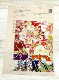 850629 Batist mit japanischem Blumen- und Goldmuster, Blume, Schmetterling, Wind, Mond[Textilien / Stoffe] VANCET Weitere Fotos