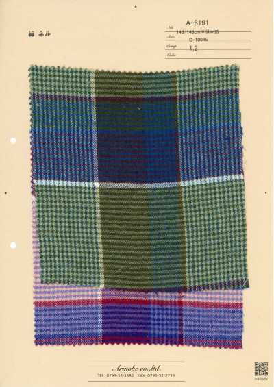 A-8191 Baumwoll-Flanell mit mehrfarbigem Blockkaro