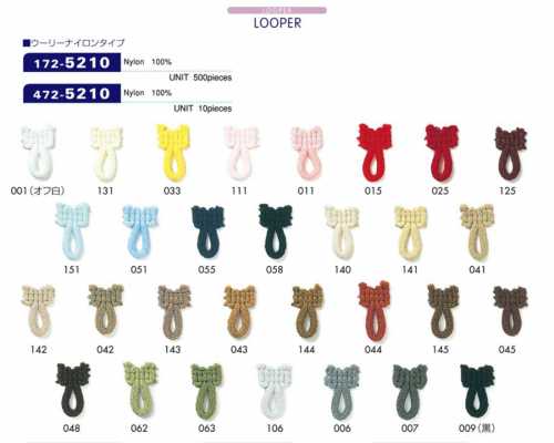 172-5210 Knopflöcher Wooly Nylon Typ Standardgröße (500 Stück) 18 mm x 10 mm