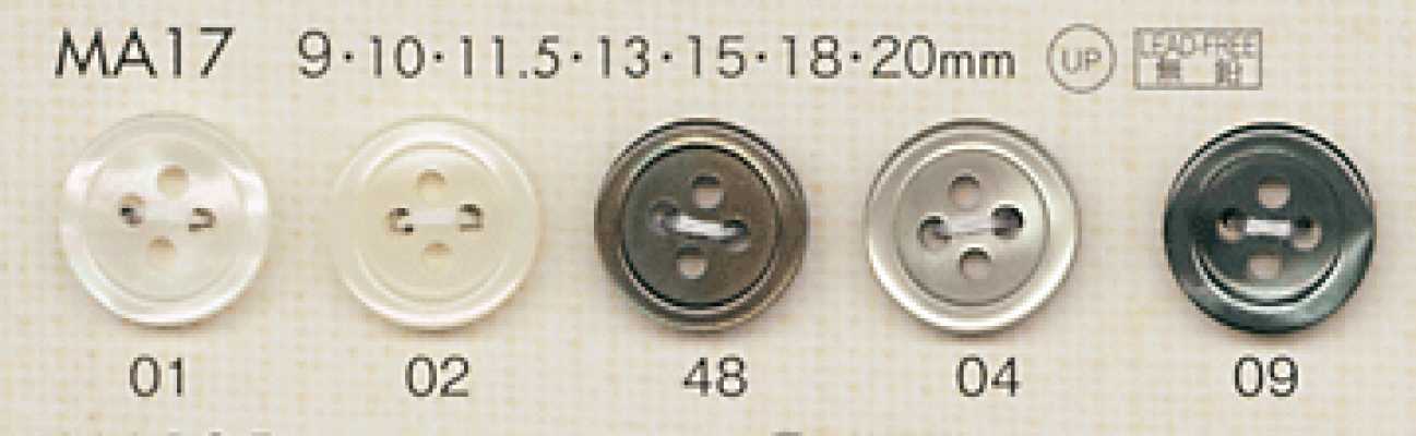 MA17 DAIYA BUTTONS Polyesterknopf in Muscheloptik