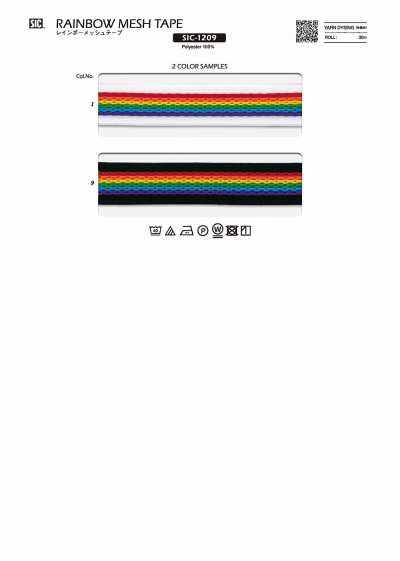 Regenbogen-Meshband / 24 mm