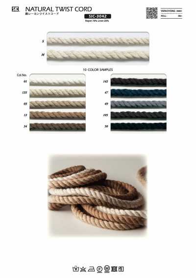 SIC-3042 Leinen-Rayon-Drehkordel
