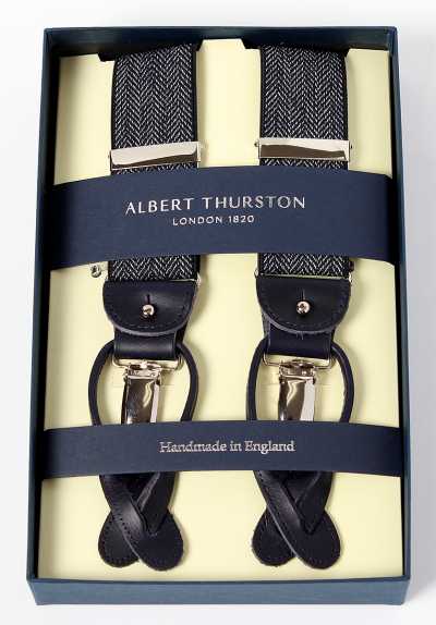AT-3050 ALBERT THURSTON Fischgrät Marineblau Elastisch 35 mm