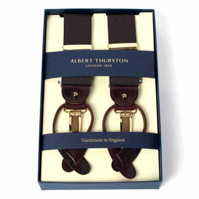 AT-BROWN Albert Thurston Hosenträger Braun Elastik (Gummi)