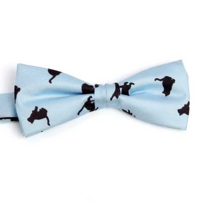 BF-CAT-SB Seiden-Druck-Fliege mit Katzenmotiv, himmelblau