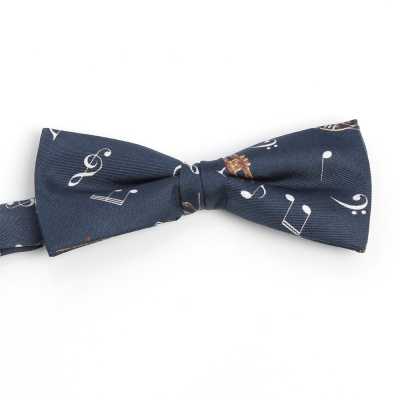 BF-JAZZ-NV Seiden-Print-Fliege Jazz Marineblau